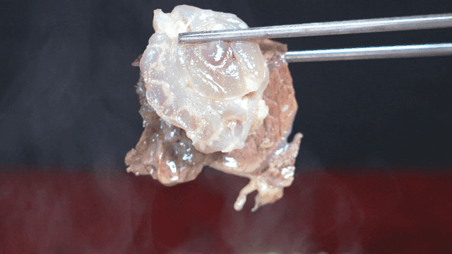 Steaming boiled pork stew with chopsticks, beef and beef tendon