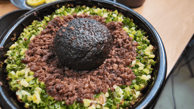 Korean stone pot rice with side dishes