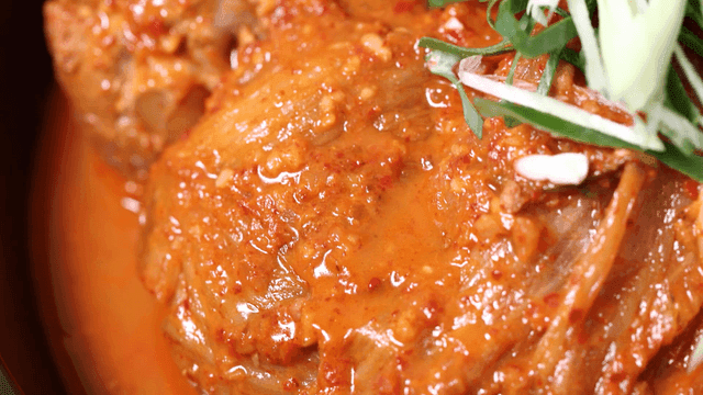 Rich kimchi stew served in pot