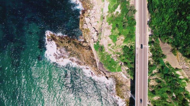 Coastal Road Along Rugged Cliffs and Forest