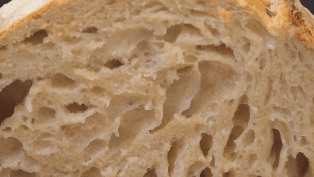 Close-up of bread texture with holes