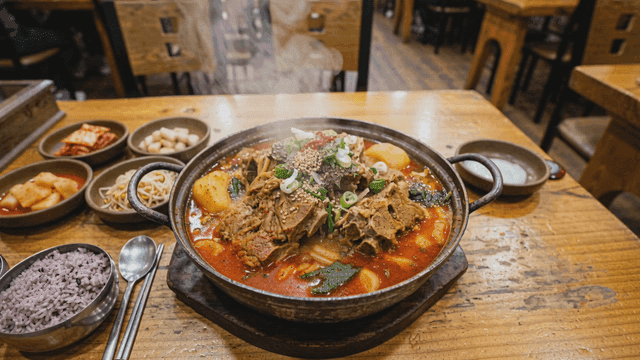 Potato stew filling pot