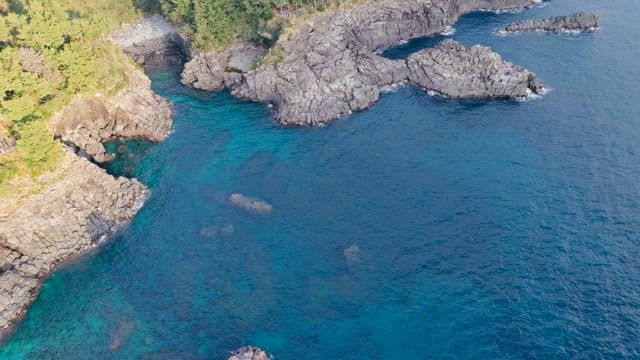 Rocky coastline with clear blue water