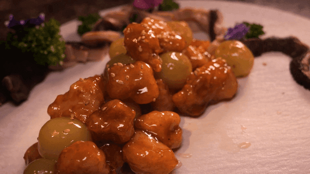 Glazed grape chicken tangsuyuk dish