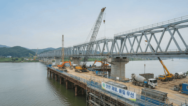 Bridge construction over a river