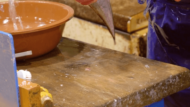 Sight of preparing fish on cutting board