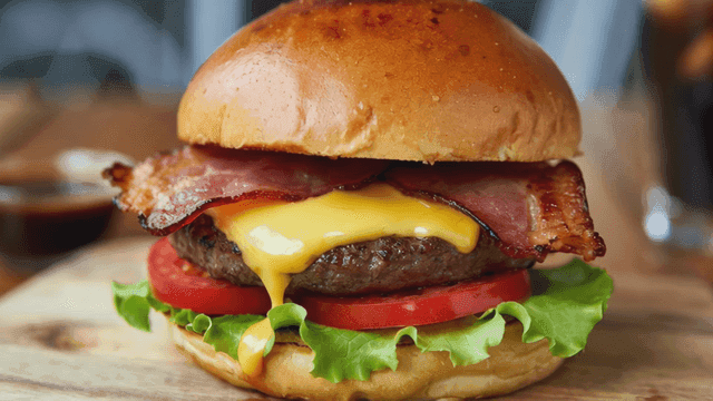 Cheeseburger with bacon and lettuce