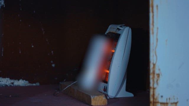 Exploded Heater on Fire