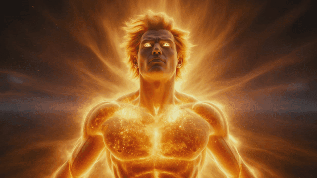 Shining figure with burning aura