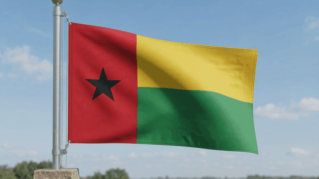 Guinea-Bissau flag fluttering under clear sky