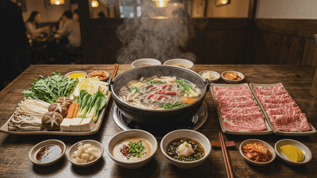Table set with shabu-shabu
