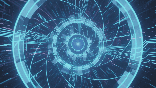 Futuristic digital interface with circuits