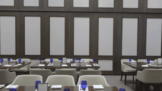 Neatly set up empty banquet hall