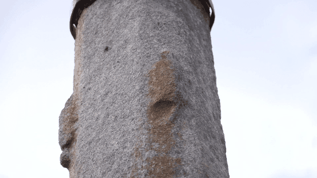 Close-up of a weathered stone pillar