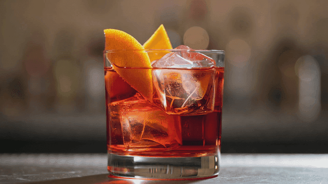 Cocktail with orange garnish