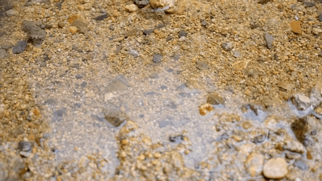 Clear water flowing over riverbed stones