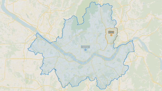 Map highlighting Jungnang-gu area of ​​Seoul