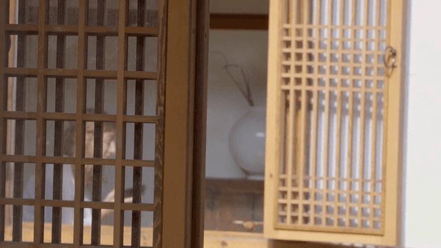 전통 한옥 안에 있는 사람