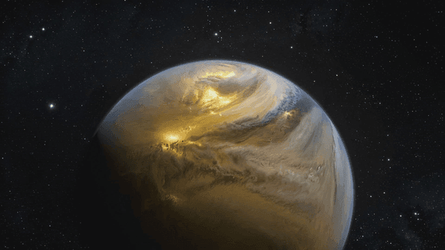 소용돌이치는 구름이 있는 먼 행성