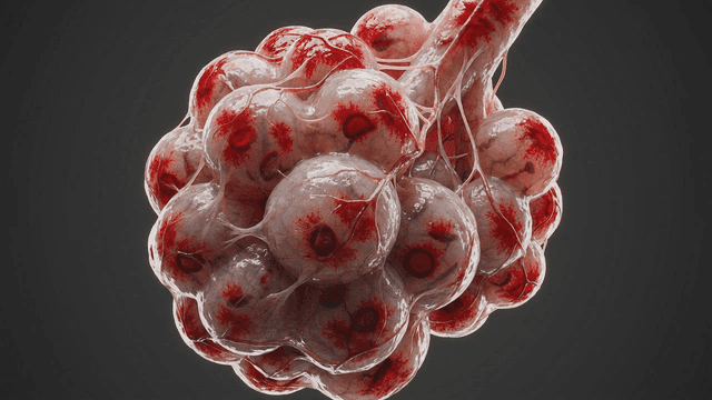 Detailed view of structure of diseased human alveoli