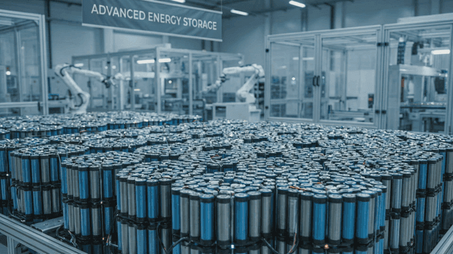 Advanced energy storage battery factory with robots