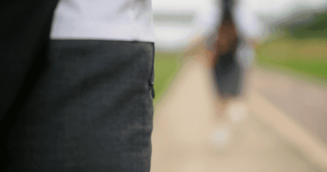Schoolgirl running away after removing shared earphones
