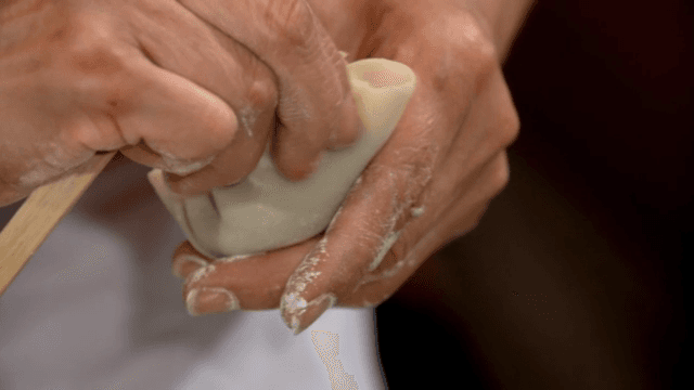 Hands crafting dumplings with precision