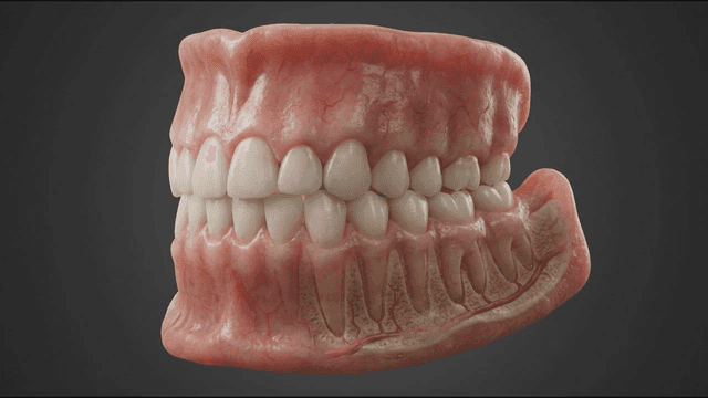 Detailed view of human teeth and gums
