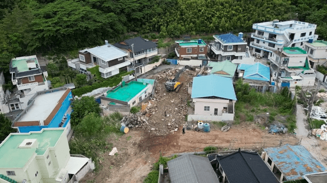 공사 현장이 있는 주거 지역