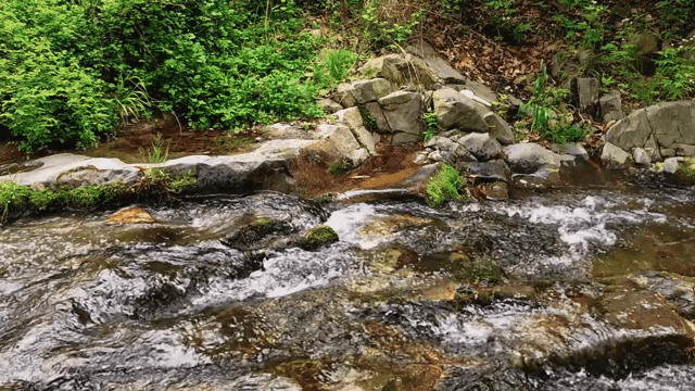 바위 위로 흐르는 작은 시냇물