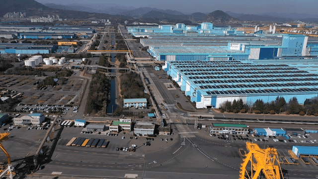 Large industrial complex with shipping docks