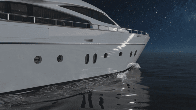 Yacht sailing under starry night sky