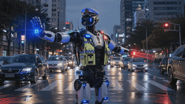 Police robots directing traffic