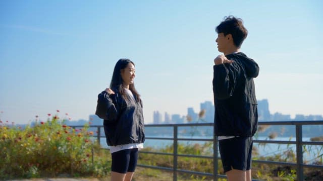 준비운동을 하는 사람들