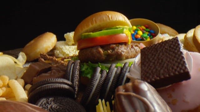 Assorted Junk Food Spread on Table