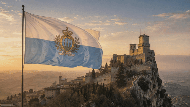 San Marino flag and castle