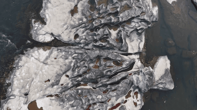 Unique rock formations by river