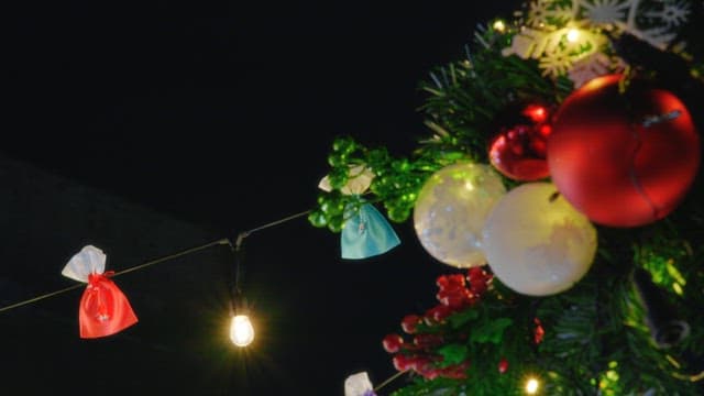 조명과 함께한 크리스마스 장식