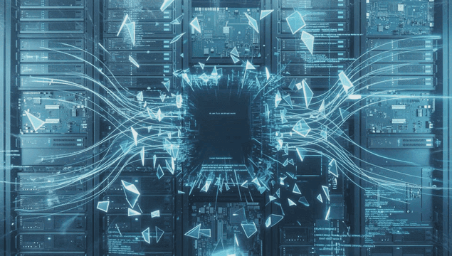 Data streams flowing through servers