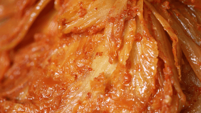 Well-ripened aged kimchi evenly coated with seasoning
