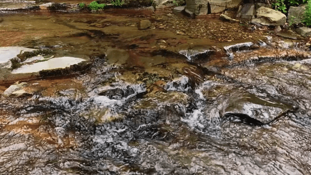 바위 위로 흐르는 고요한 시냇물