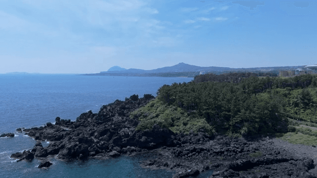 바위 지형이 있는 해안 풍경