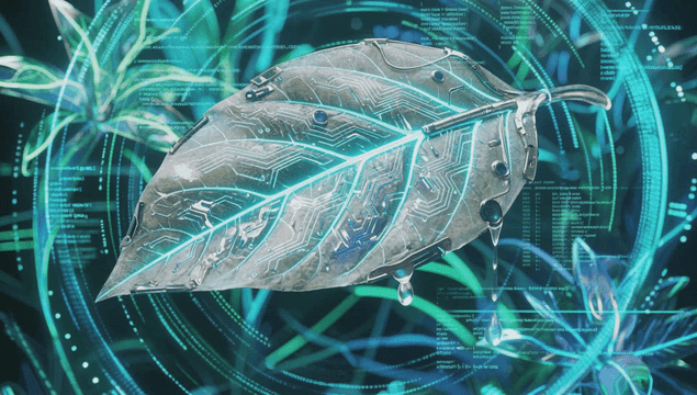 Leaf with digital circuits and code