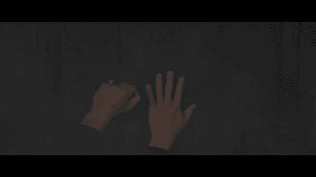 People knocking on wooden door to escape in emergency