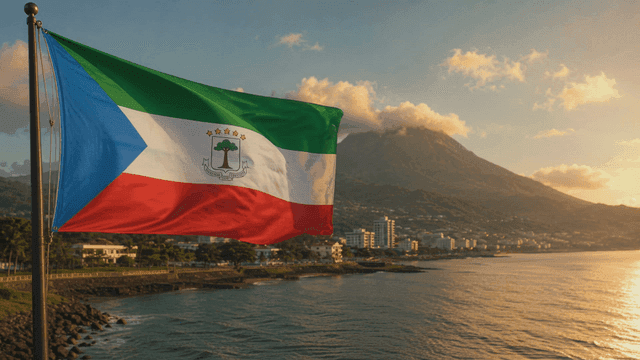 Equatorial Guinea flag of mountains and coast