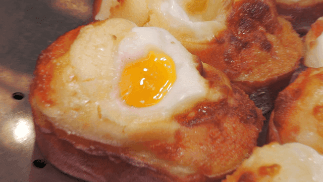 Egg bread freshly baked on a tray