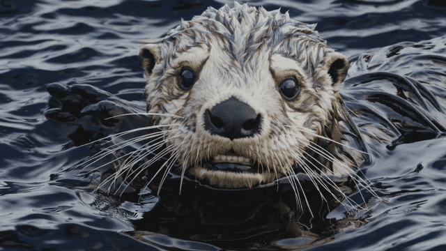 An otter swimming in the water