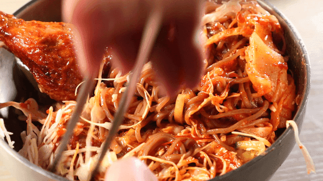 Spicy Bibim Guksu and Chicken Legs