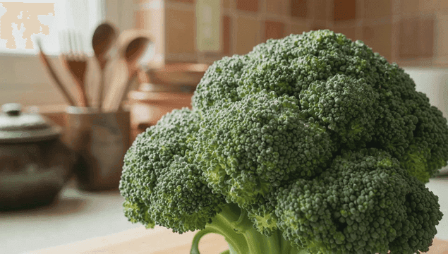 주방 조리대 위의 신선한 브로콜리