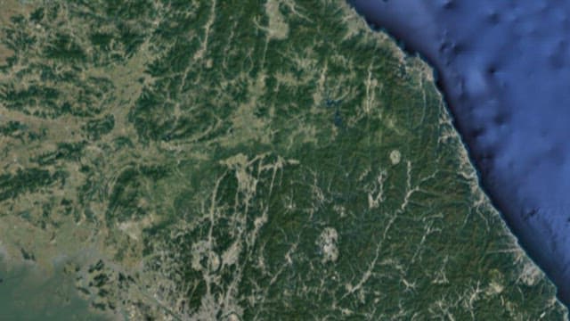 한반도의 영역을 표시한 애니메이션